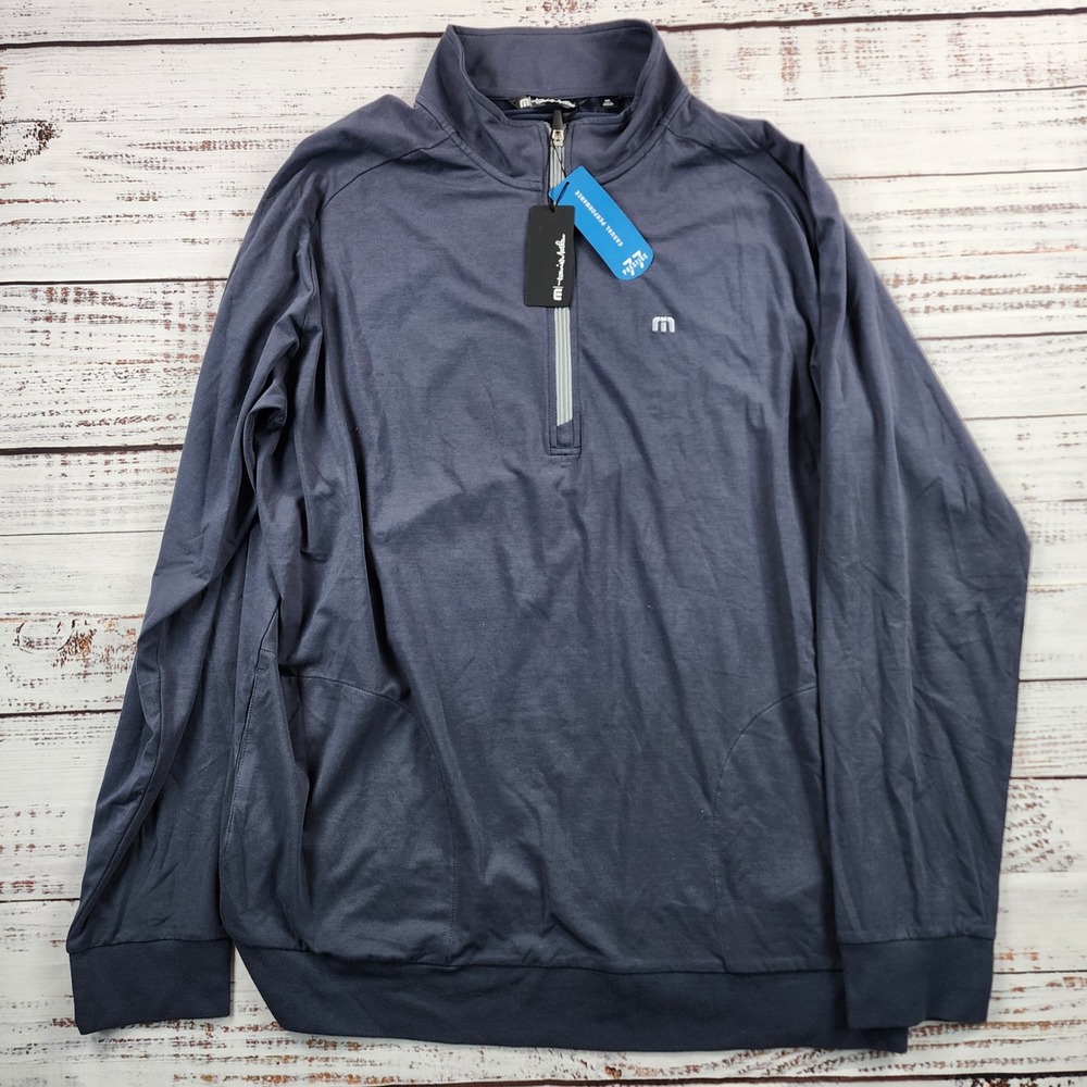 NWT TravisMathew Strangelove 1/4 Zip Pullover Men's XXL Blue Nights Golf